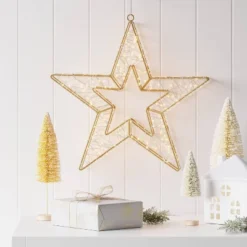 600ct LED High Density Champagne Metal Christmas Hanging Star Twinkling Dew Drop Lights Warm White - Wondershop™