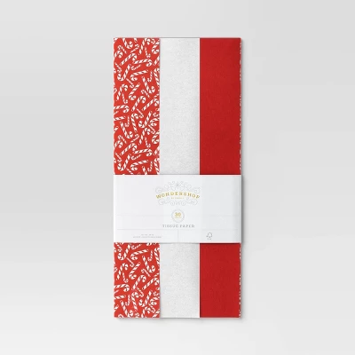 30ct Christmas Tissue Paper Red/White/Candy Canes - Wondershop™ 4 30ct Christmas Tissue Paper Red/White/Candy Canes - Wondershop™ - Image 2
