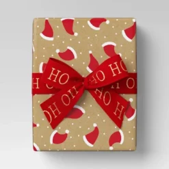 30' Christmas Fabric Ribbon Red Glitter Ho Ho Ho On Satin - Wondershop™