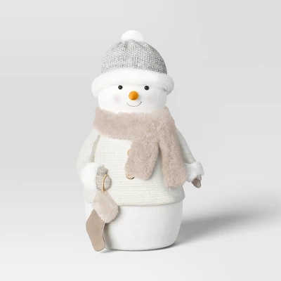 Fabric Snowman Figurine With Stocking - Wondershop™ White 5 Fabric Snowman Figurine With Stocking - Wondershop™ White - Image 3
