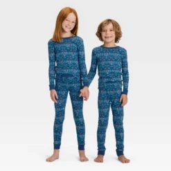 Kids' Hanukkah Ribbed Long Sleeve Shirt And Pants Holiday Matching Family Pajama Set - Wondershop™ Blue -Old World Christmas GUEST eae40943 7436 413d bf46 78dcdeb76019
