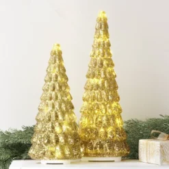 Christmas Mercury Glass Tiered Classic Tree Small Gold - Wondershop™