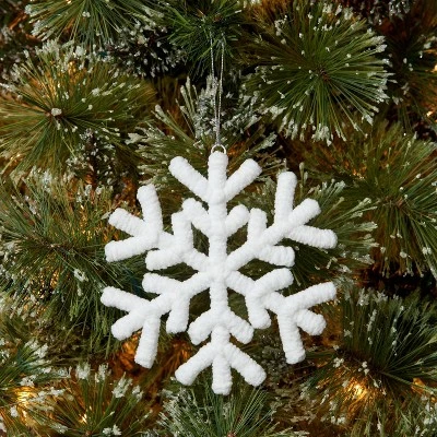 Yarn-Wrapped Snowflake Christmas Tree Ornament White - Wondershop™ 3 Yarn-Wrapped Snowflake Christmas Tree Ornament White - Wondershop™