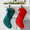 21" Christmas Fringe Fabric Stocking With Bow Green - Wondershop™ -Old World Christmas GUEST f4253552 03c3 413b baed 686f1a5d95ee 1