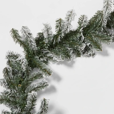 9' Pre-Lit Flocked Artificial Pine Christmas Garland Green With Clear Lights - Wondershop™ 3 9' Pre-Lit Flocked Artificial Pine Christmas Garland Green With Clear Lights - Wondershop™